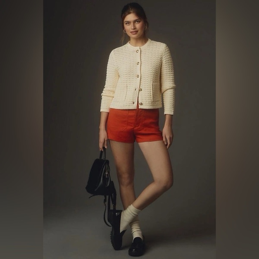 NWT Anthropologie Maeve The Colette Linen Blend Shorts in Red, Size 32 - Picture 4 of 7